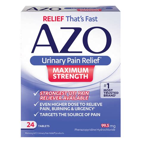 AZO Maximum Strength Urinary Pain Relief, UTI Pain Reliever, 24 ct - Walmart.com - Walmart.com