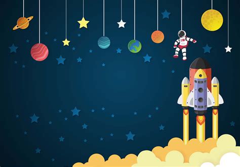 Blue Space Kids Room Planets Rocket Wallpaper For Walls | Morphico