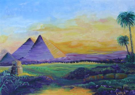 The Egyptian Pyramids Painting by Layla Munla