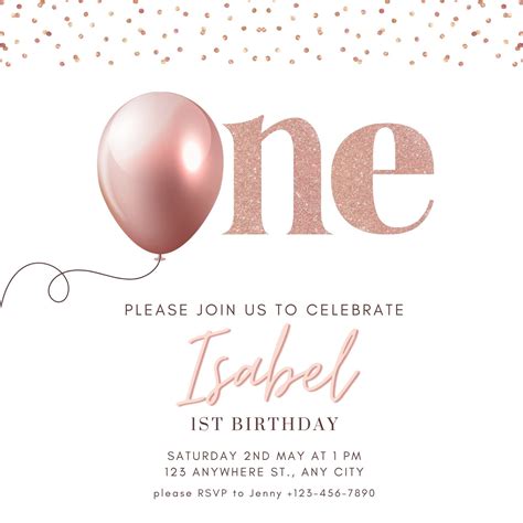 Paper & Party Supplies Templates Hole In One Editable First Birthday Digital Invitation ...