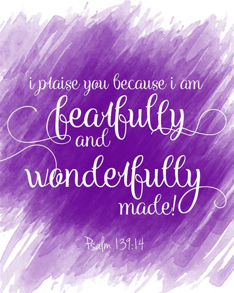 Psalms 139:14 / 8x10 Print / Purple Watercolor / Bible Verse / - Etsy