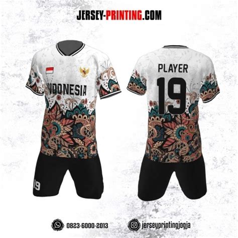 Jersey Futsal Motif Batik Merah Krem - Jersey Printing - Bikin Jersey Satuan Murah Full Print