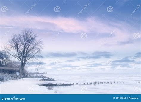 Lago Michigan in inverno fotografia stock. Immagine di bacino - 19187062