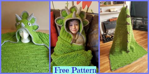 Crochet Hooded Dinosaur Blanket Archives - DIY 4 EVER