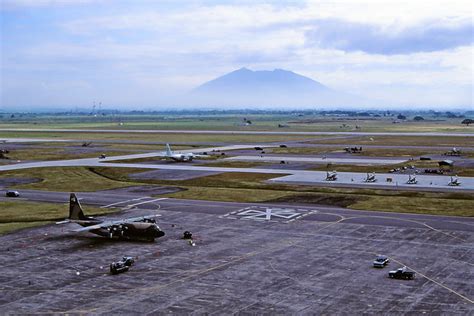 Clark AB ATC overview. On the back ground Mount Pinatubo. In 1991 Clark Air Base was completely ...