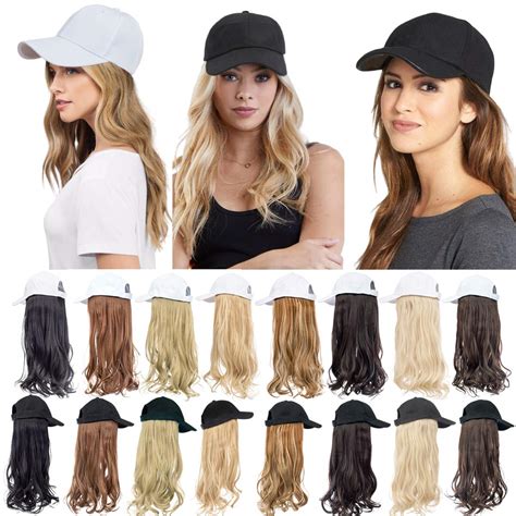 Amazon.com : Lansigreen Baseball Cap with Synthetic Hair Hats with Hair ...