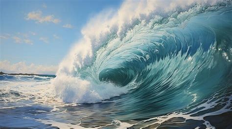 Premium AI Image | Blue Ocean Surfing Wave