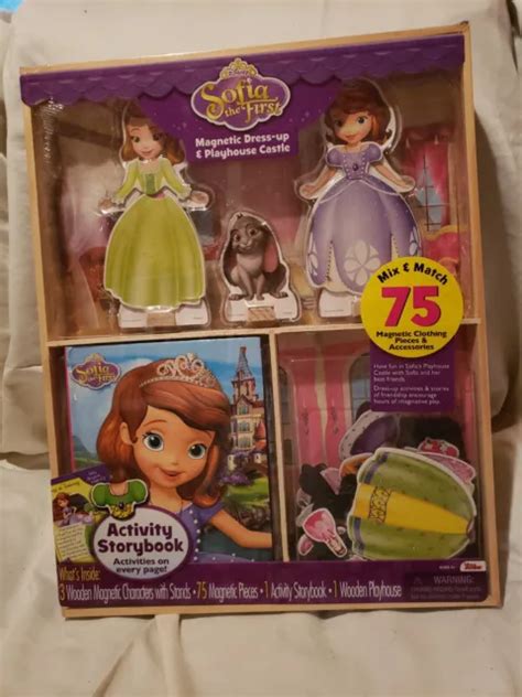 DISNEY SOFIA THE First Magnetic Dress-up Dolls with Wooden Playhouse ...