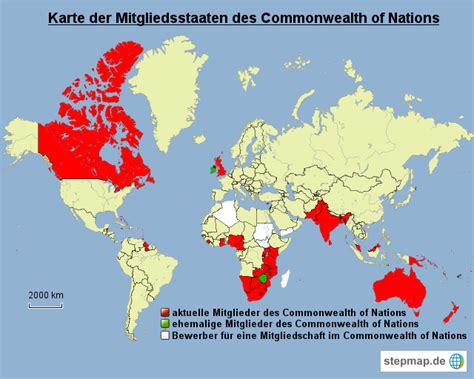 Karte der Mitgliedsstaaten des Commonwealth of Nations von ...