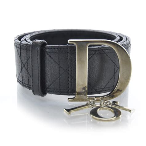 CHRISTIAN DIOR Cannage Quilted Belt 85 Black 32316