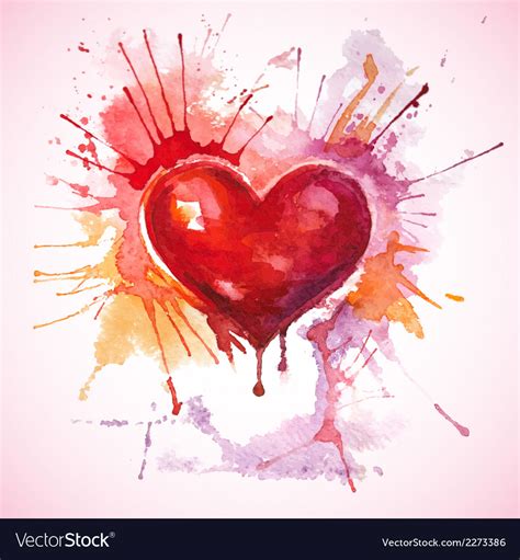 Hand drawn painted red watercolor heart Royalty Free Vector