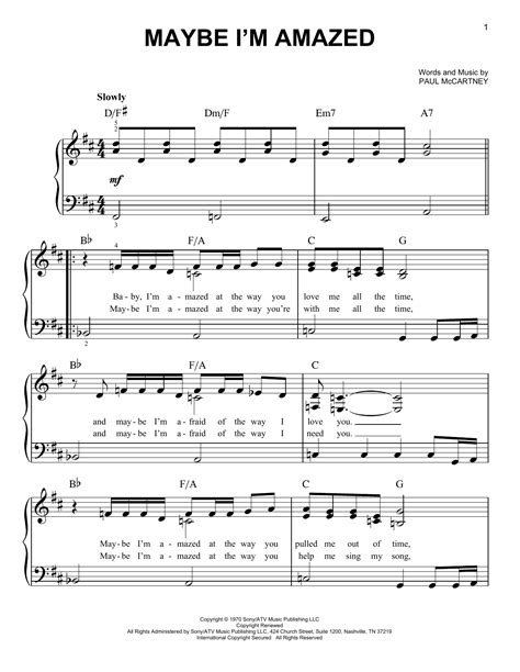 Maybe I'm Amazed sheet music by Paul McCartney (Easy Piano – 64640)