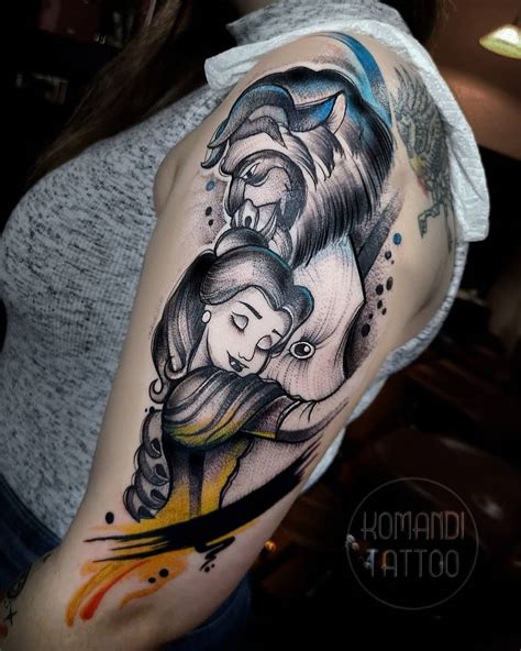 【印刷可能】 beauty and the beast tattoo black and white 232862-Beauty and the beast rose tattoo black ...