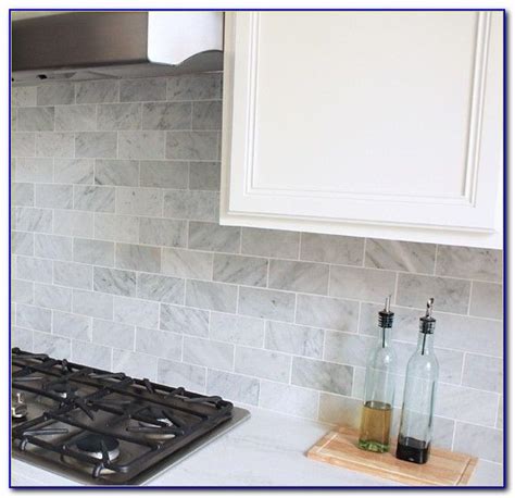 Carrara Marble Subway Tile Kitchen Backsplash | Kitchen tiles backsplash, Subway tile backsplash ...