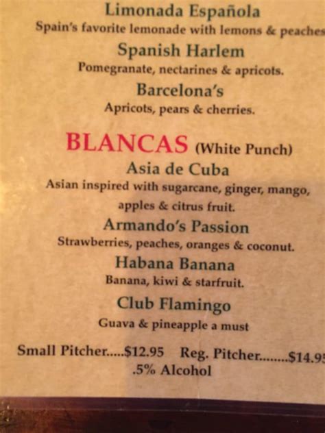 Menu at Cuban Pete's pub & bar, Montclair