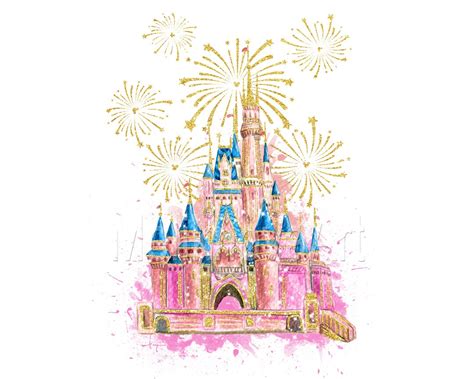 Christmas Castle, Magic Kingdom, Mouse, Salute, Watercolor, Print ...