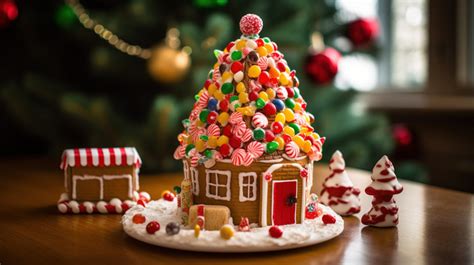 Candy Canes Homemade Gingerbread House With Candied Backgrounds | JPG ...