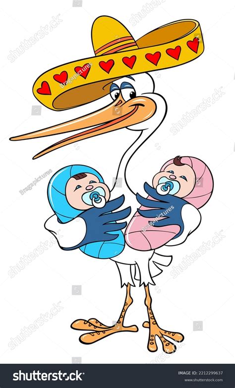 Stork Twins Vector Color Image Mexican Stock Vector (Royalty Free ...