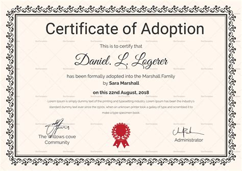 Free Printable Adoption Certificate - Printable Form, Templates and Letter