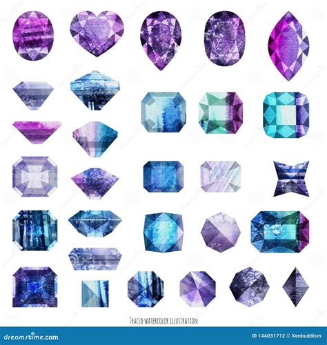 Ultra Violet and Purple Gems Stock Illustration - Illustration of green ...