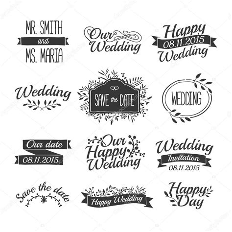 Set of wedding vintage retro logos Stock Vector by ©Uniyok 73435685