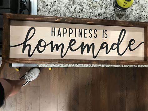 Wood sign quote custom cute home decor simple happiness is homemade ...