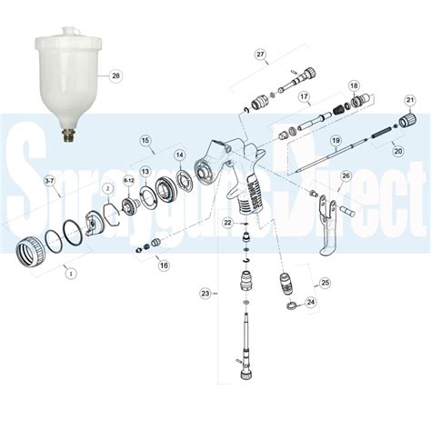 DeVilbiss PROLite Gravity Spray Gun Parts Breakdown