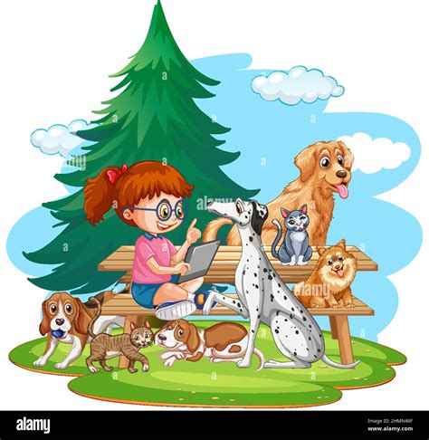 Children playing with many dogs illustration Stock Vector Image & Art ...