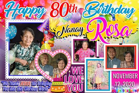 80th birthday tarpaulin layout