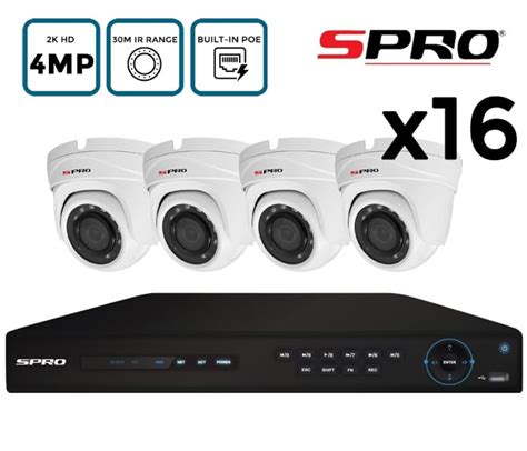 SPRO 16 Camera 4MP IP PoE CCTV Kit Builder | CCTV101