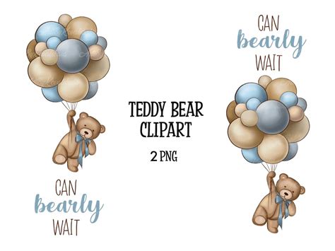 Teddy Bear Clipart, Can Bearly Wait, PNG, Baby Shower, PNG, Digital Download, Commercial Use - Etsy