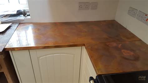 Aged copper worktops by ModumWorktops.co.uk | Copper countertops, Copper kitchen, Copper counter