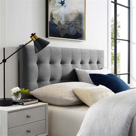 Emily Full Biscuit Tufted Performance Velvet Headboard in Gray - Walmart.com