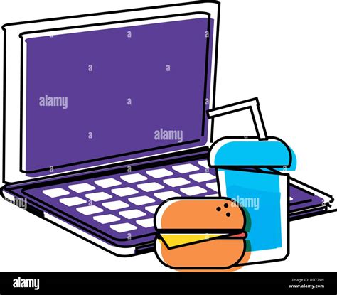 laptop computer with fast food vector illustration design Stock Vector Image & Art - Alamy