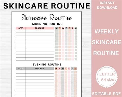 Skincare Routine Editable | Printable Skincare Routine | Skincare Planner | Skincare organizer ...