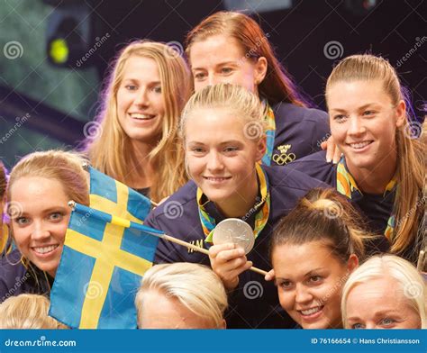 Swedish Female Soccer Team Showing Their Silver Medals from the Editorial Stock Image - Image of ...