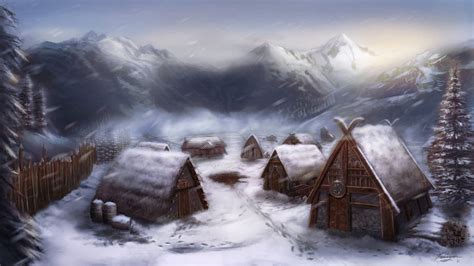 #Viking #village in #winter | Viking village, Fantasy art landscapes, Vikings