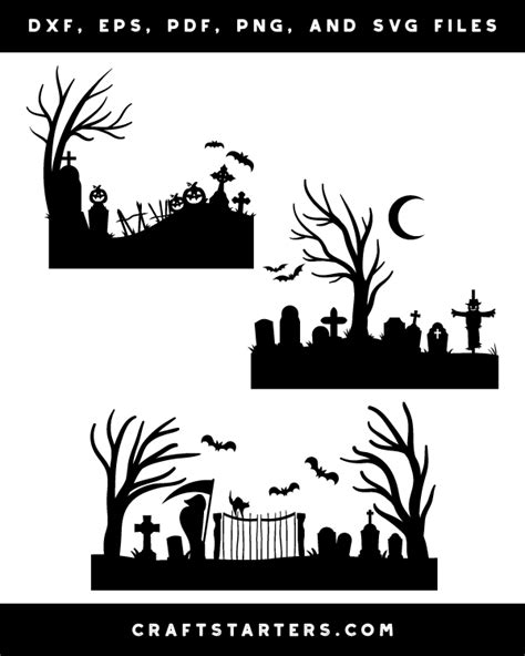 Halloween Graveyard Silhouette Clip Art