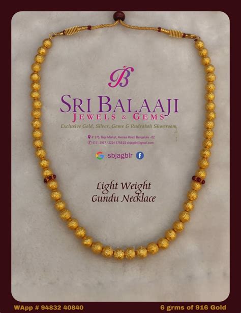 Light weight 916 Gold Gundu Necklace #jewelrymaking #sbjagblr #trend # ...