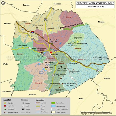 Cumberland County Map, TN | Map of Cumberland County Tennessee