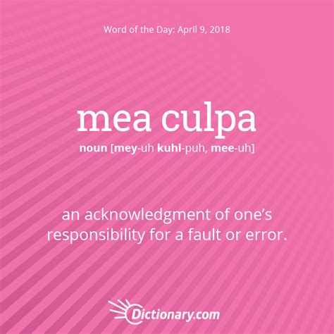 Word of the Day - mea culpa | Dictionary.com