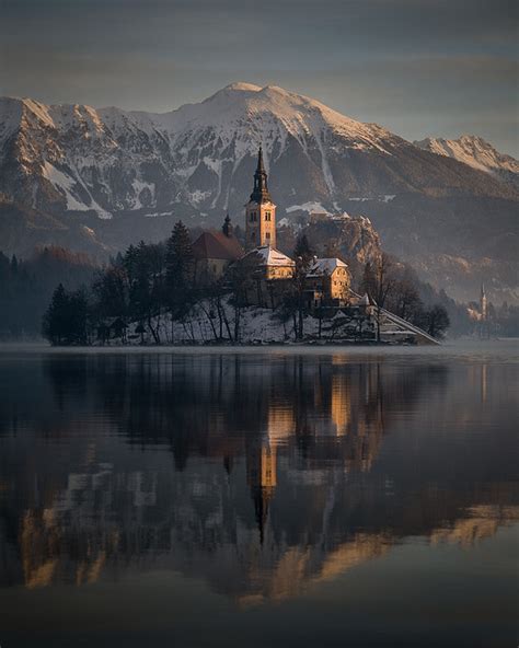 Winter sunrise at Lake Bled, Slovenia (by Erik... - It's a beautiful world