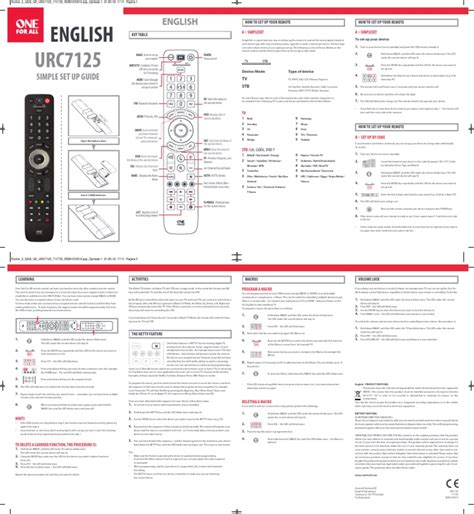 One For All Remote UK - URC7125 | Download Free PDF | Set Top Box | Video