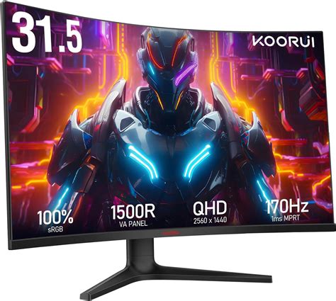 KOORUI 32 inch Curved Gaming Monitor - QHD (2560 x 1440) 2K Display ...