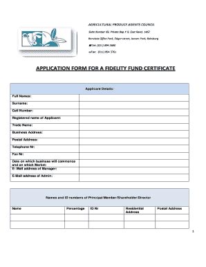 Application Form For A Fidelity Fund Certificate - Apacweb Org - Fill and Sign Printable ...