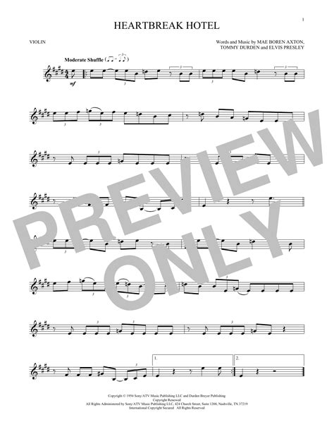 Elvis Presley - Heartbreak Hotel sheet music