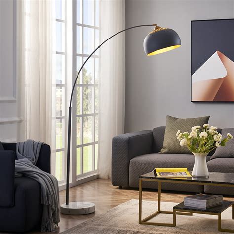 ROSEN GARDEN Arc Floor Lamp, Modern Reading Light for Living Room, Bedrooms and Office, Light ...