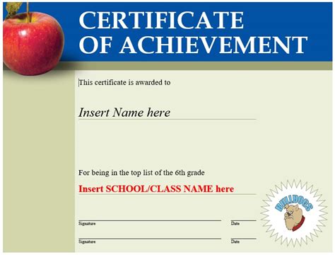 Printable Certificate of Achievement Templates (MS Word) » TemplateData