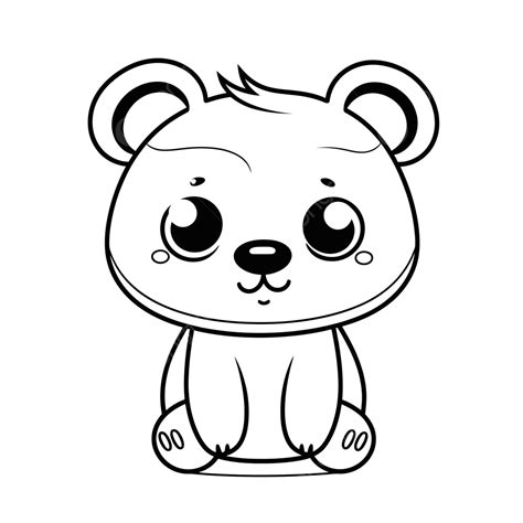 Coloring Page Of Cute Cartoon Bear Outline Sketch Drawing Vector, Funny Animal Drawing, Funny ...