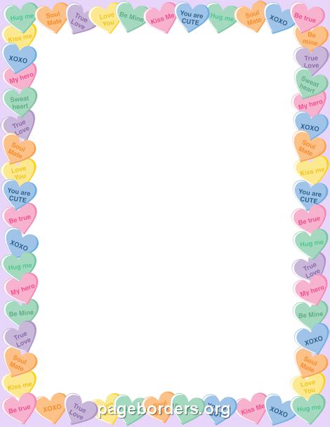 Candy Heart Border: Clip Art, Page Border, and Vector Graphics | Heart candy, Valentines day ...